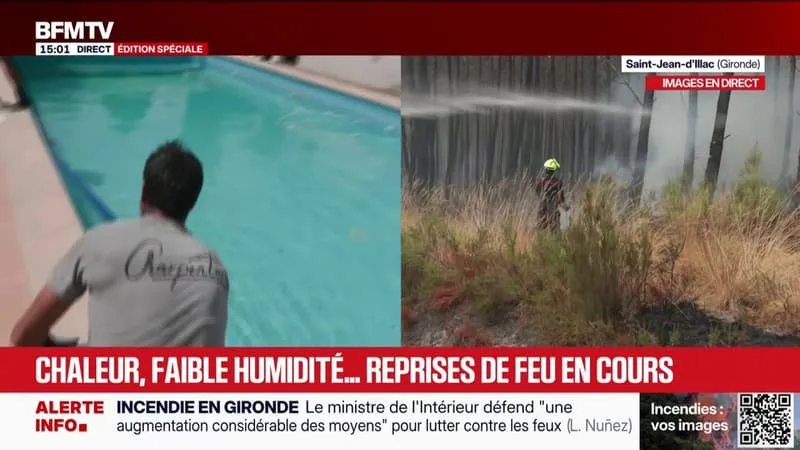 INCENDIES EN GIRONDE: CE CHARPENTIER VIENT EN AIDE AUX POMPIERS EN PUISANT L’EAU D’UNE PISCINE PRIVÉE