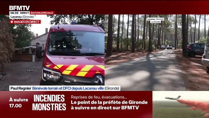 INCENDIE EN GIRONDE: « ON A COMMENCÉ À VOIR LE FEU ARRIVER », RACONTE PAUL REGNIER, ÉLU À LACANAU, APRÈS L’ÉVACUATION DE 4.000 PERSONNES D’UN CAMPING