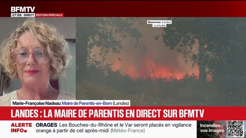 INCENDIE DANS LES LANDES: LA MAIRE DE PARENTIS-EN-BORN ÉVOQUE « 6.000 HABITANTS ÉVACUÉS » DANS SA COMMUNE