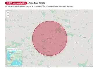 INFOGRAPHIE. INCENDIES : 42 000 HECTARES BRÛLÉS À SAUMOS, 35 000 EN ESPAGNE… COMPAREZ CES SURFACES AVEC VOTRE VILLE