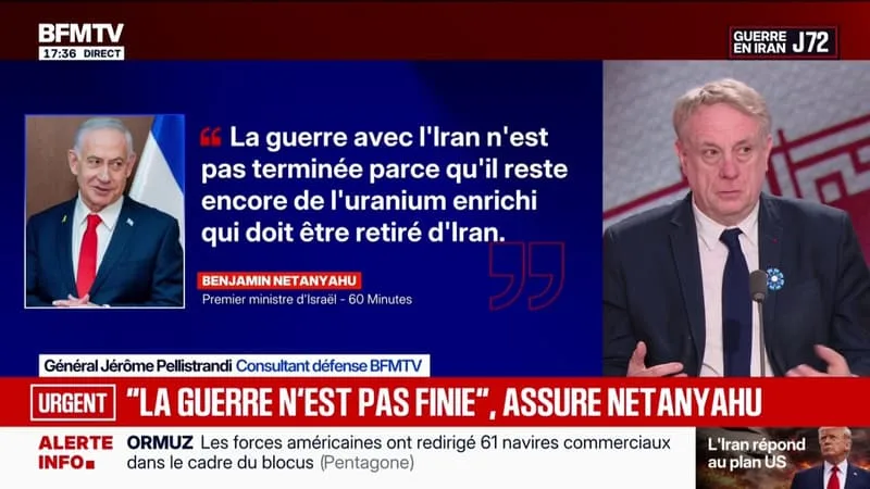 DANS UNE INTERVIEW, BENJAMIN NETANYAHU DÉCLARE QUE « LA GUERRE EN IRAN N’EST PAS TERMINÉE PARCE QU’IL RESTE ENCORE DE L’URANIUM ENRICHI QUI DOIT ÊTRE RETIRÉ »