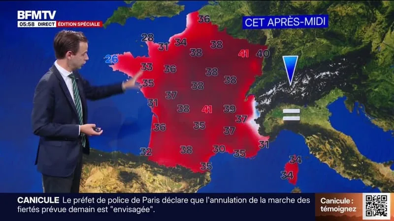 LA CANICULE SE DÉCALE VERS L’EST, ALORS QUE LE REDOUX COMMENCE À S’INSTALLER DOUCEMENT DANS L’OUEST, AVEC DES TEMPÉRATURES COMPRISES ENTRE 26°C ET 41°C… LA MÉTÉO DE CE 26 JUIN