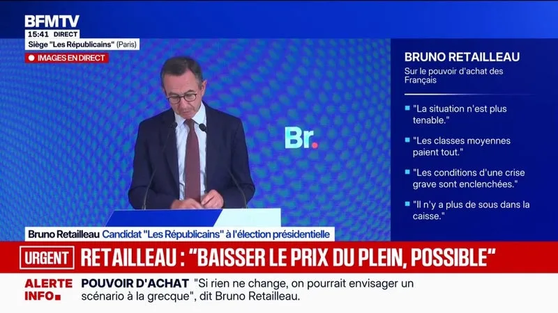 PRIX DES CARBURANTS: POUR BRUNO RETAILLEAU, CANDIDAT LR À LA PRÉSIDENTIELLE, « BAISSER LE PRIX DU PLEIN, TOUT DE SUITE ET SANS UN EURO DE DETTE, C’EST POSSIBLE »