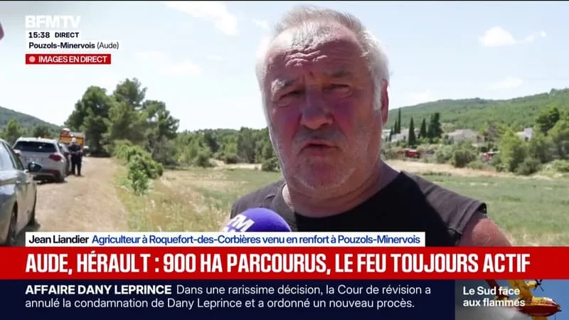 FEUX DE FORÊT: « LES POMPIERS NE PEUVENT PLUS CONTRÔLER LE FEU », DÉPLORE UN AGRICULTEUR DANS L’AUDE