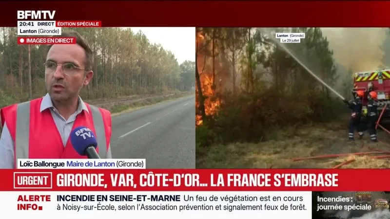 INCENDIES EN GIRONDE: « CE SOIR, LA SITUATION EST APAISÉE », INDIQUE LOÏC BALLONGUE, MAIRE DE LANTON