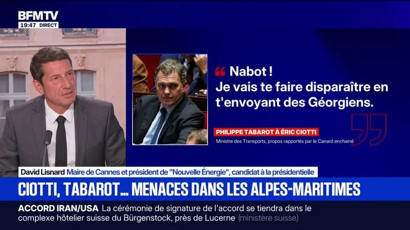 ÉCHANGE VIRULENT ENTRE PHILIPPE TABAROT ET ÉRIC CIOTTI: « CES PROPOS TRADUIRAIENT UNE APPROCHE UN PEU CLANIQUE », CONSTATE DAVID LISNARD, MAIRE DE CANNES ET CANDIDAT À LA PRÉSIDENTIELLE