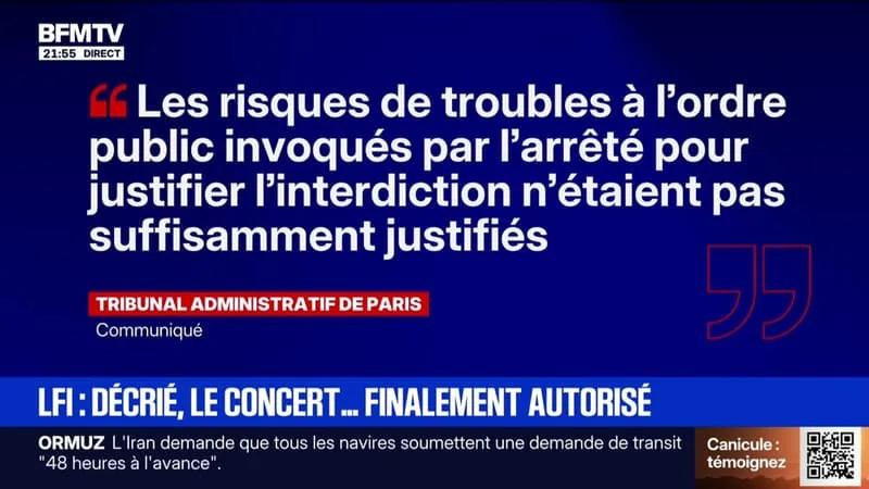 FÊTE DE LA MUSIQUE: LE CONCERT GRATUIT DE LFI À PARIS A ÉTÉ AUTORISÉ PAR LA JUSTICE ADMINISTRATIVE