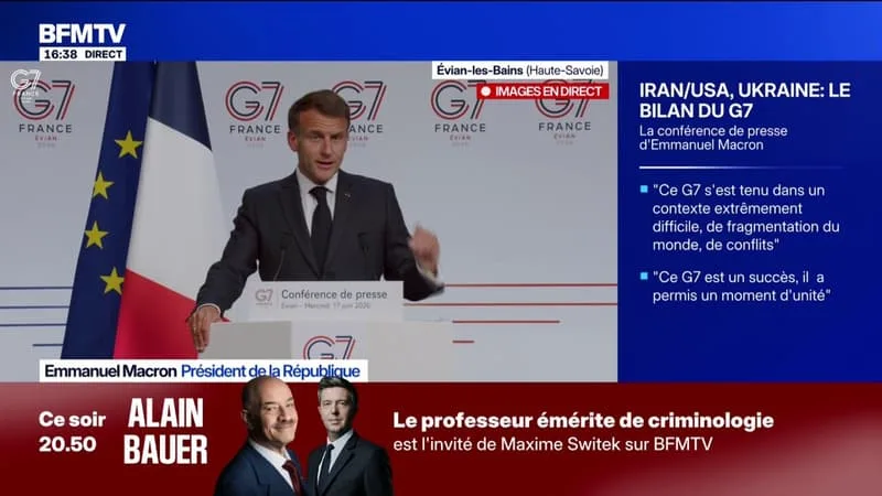 SOMMET DU G7: “NOUS AVONS UNANIMEMENT SALUÉ LE TRÈS BON ACCORD CONCLU ENTRE LES ÉTATS-UNIS ET L’IRAN”, DÉCLARE EMMANUEL MACRON
