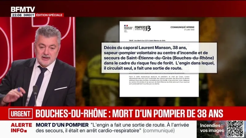 BOUCHES-DU-RHÔNE: UN POMPIER VOLONTAIRE DE 38 ANS EST DÉCÉDÉ, « L’ENGIN DANS LEQUEL, IL CIRCULAIT SEUL, A FAIT UNE SORTIE DE ROUTE »