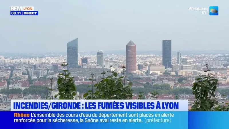 LES FUMÉES DES INCENDIES EN GIRONDE SONT VISIBLES À LYON