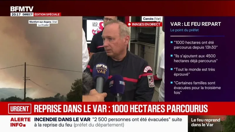 REPRISE DE FEU DANS LE VAR: « ON DEVRAIT AVOIR DES HABITATIONS TOUCHÉES », INDIQUE LE DIRECTEUR DU SDIS