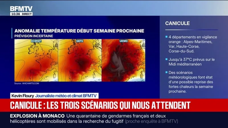 VOICI LES SCÉNARIOS DE TROIS MODÈLES MÉTÉO POUR LA VAGUE DE CHALEUR DU DÉBUT DE LA SEMAINE PROCHAINE