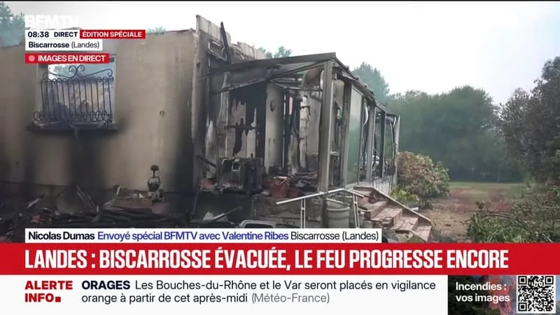 INCENDIE DANS LES LANDES: LES IMAGES IMPRESSIONNANTES DES DÉGÂTS À BISCARROSSE