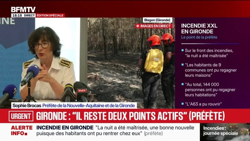 INCENDIE EN GIRONDE: « IL RESTE DEUX POINTS ACTIFS », DÉCLARE LA PRÉFÈTE SOPHIE BROCAS