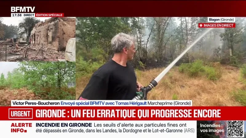 INCENDIE EN GIRONDE: LE FEU CONTINUE SA PROGRESSION DANS LA RÉGION
