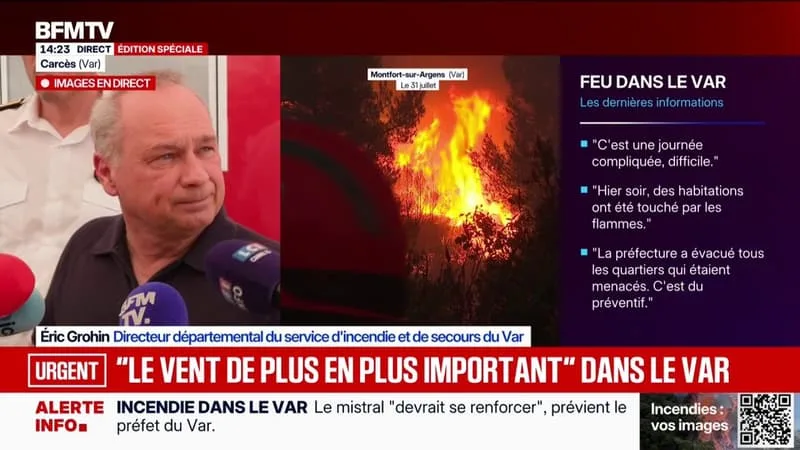 INCENDIE DANS LE VAR: « IL Y A DES ÉVACUATIONS QUI SONT D’ORES ET DÉJÀ ENVISAGÉES SI LE FEU AVANÇAIT », EXPLIQUE LE DIRECTEUR DU SDIS