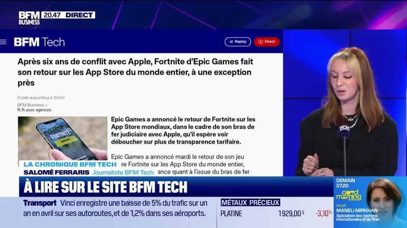 À LIRE SUR LE SITE TECH&CO : APRÈS SIX ANS DE CONFLIT AVEC APPLE, FORTNITE D’EPIC GAMES FAIT SON RETOUR SUR LES APP STORE DU MONDE ENTIER, À UNE EXCEPTION PRÈS, PAR SALOMÉ FERRARIS – 19/05
