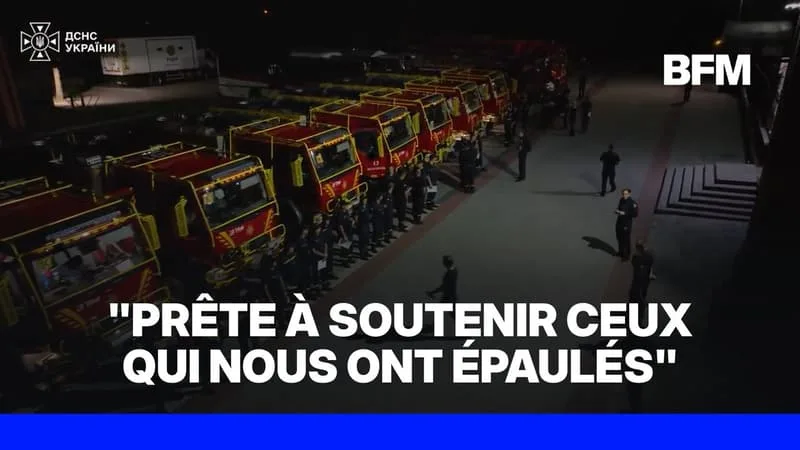 INCENDIES: LES IMAGES DES SECOURISTES UKRAINIENS EN ROUTE VERS LA FRANCE