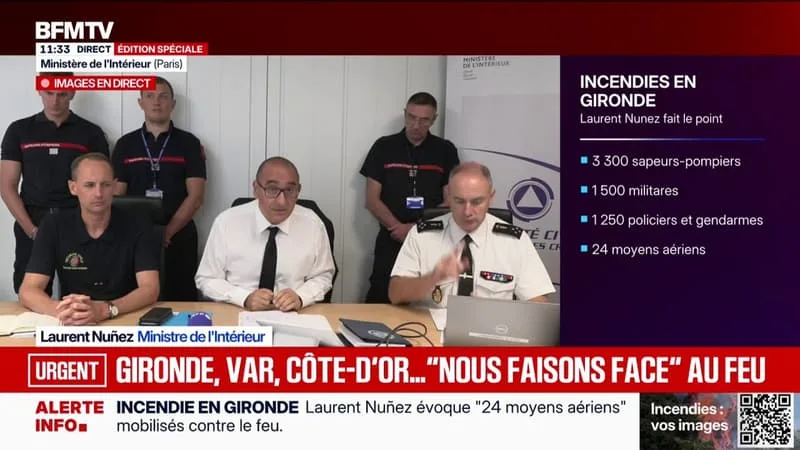 INCENDIE: « ON A PROCÉDÉ À 275 INTERPELLATIONS QUI SE SONT TRADUITES PAR 31 DÉTENTIONS », DÉCLARE LAURENT NUÑEZ QUI LANCE « UN APPEL DE GRANDE FERMETÉ »