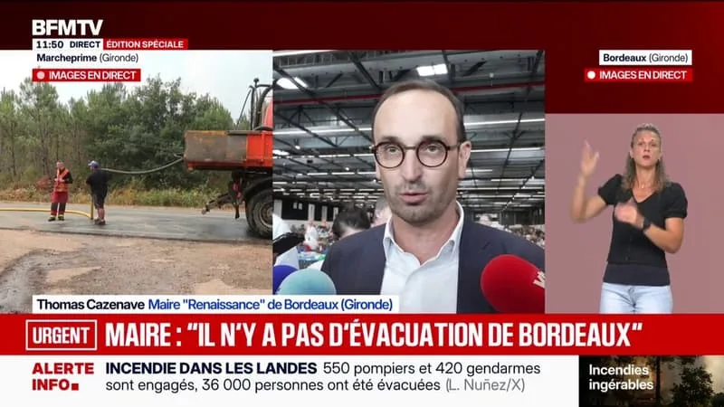 INCENDIE EN GIRONDE: « IL N’Y A PAS D’ÉVACUATION DE BORDEAUX À L’ORDRE DU JOUR », ASSURE LE MAIRE, THOMAS CAZENAVE