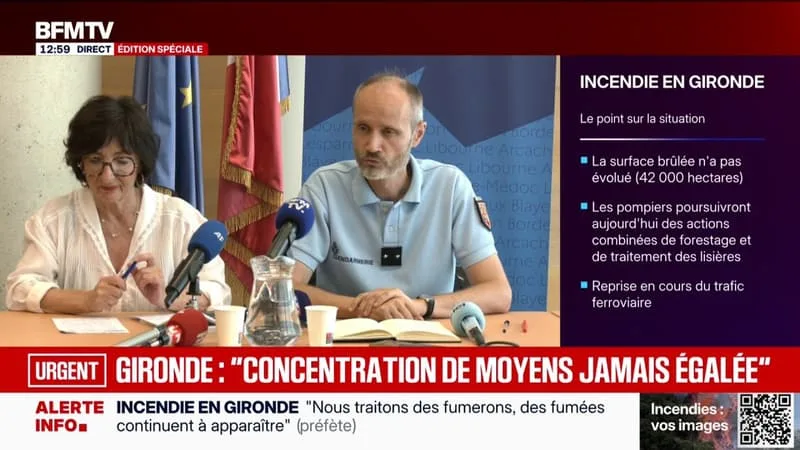INCENDIES: LA PRÉFÈTE DE LA NOUVELLE-AQUITAINE ET DE LA GIRONDE ÉVOQUE « PLUS DE 330 » SAPEURS-POMPIERS BLESSÉS