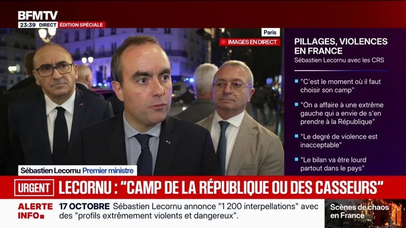MOBILISATIONS DU 17 OCTOBRE: « C’EST DÉSORMAIS LE MOMENT DE CHOISIR SON CAMP », DÉCLARE SÉBASTIEN LECORNU, PREMIER MINISTRE