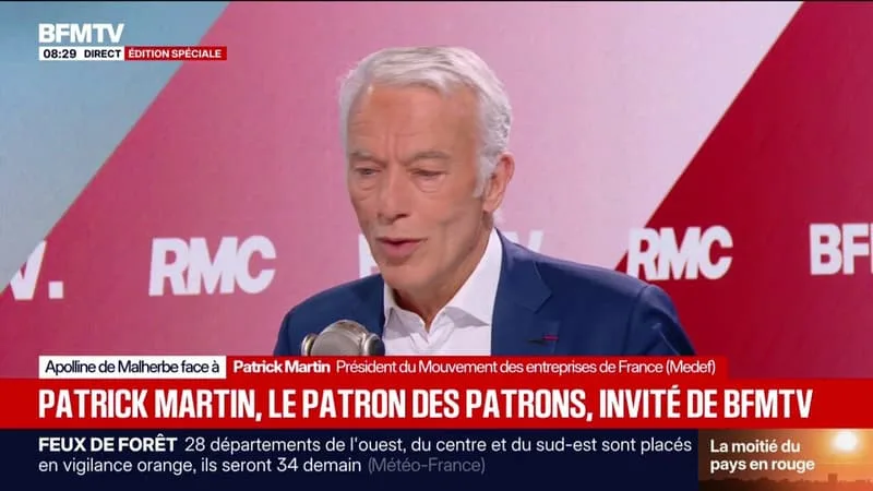 CANICULE: « LA FRANCE TOURNE AU RALENTI », ESTIME PATRICK MARTIN, PRÉSIDENT DU MEDEF