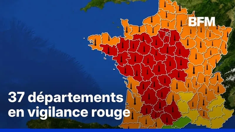 MÉTÉO-FRANCE ANNONCE QUE 37 DÉPARTEMENTS SERONT EN VIGILANCE ROUGE CE DIMANCHE
