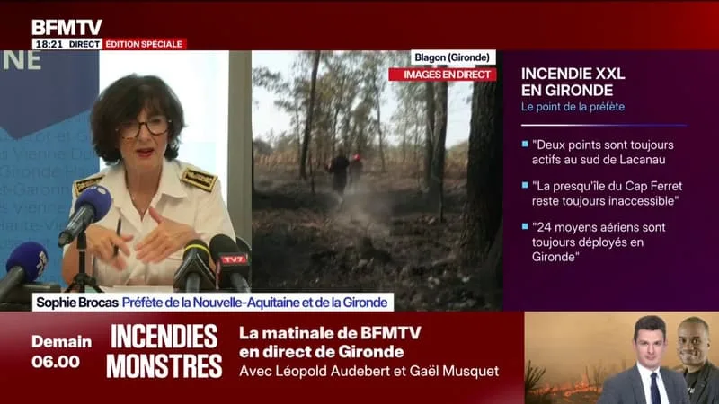 INCENDIE EN GIRONDE: « LES CHOSES COMMENCENT À S’AMÉLIORER NETTEMENT », ASSURE LA PRÉFÈTE SOPHIE BROCAS