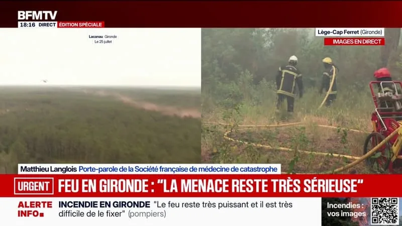 INCENDIE EN GIRONDE: « IL Y AURA PROBABLEMENT UNE QUESTION DE SANTÉ PUBLIQUE SUR LES RISQUES À LONG TERME », EXPLIQUE MATTHIEU LANGLOIS, PORTE-PAROLE DE LA SOCIÉTÉ FRANÇAISE DE MÉDECINE DE CATASTROPHE