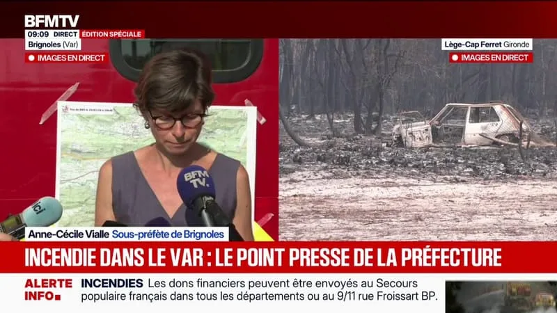 INCENDIE DANS LE VAR: « 280 HOMMES ENGAGÉS AU SOL, 4 HÉLICOPTÈRES ET 75 ENGINS AU SOL », INDIQUE LA SOUS-PRÉFÈTE DE BRIGNOLES