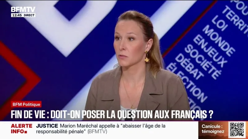 FIN DE VIE: MARION MARÉCHAL (IDENTITÉ-LIBERTÉS) « PLAIDE POUR » ABROGER LA LOI SUR L’AIDE À MOURIR SI ELLE EST VOTÉE