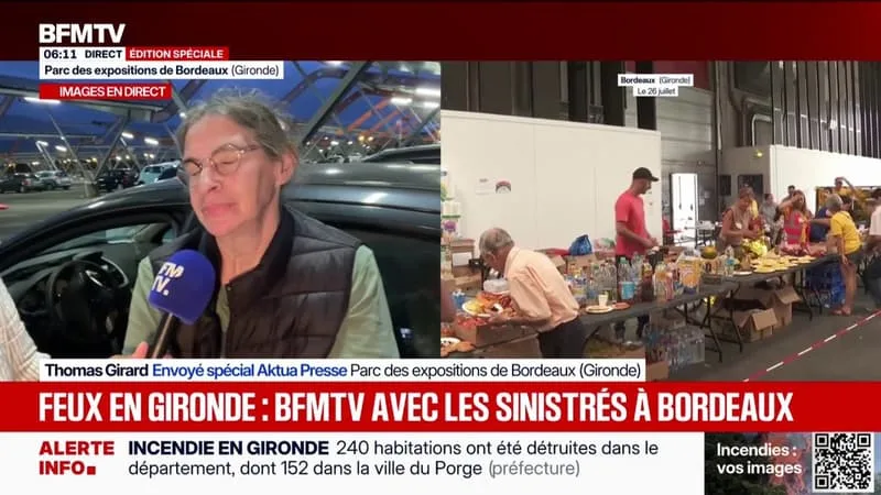 INCENDIE EN GIRONDE: « CE QU’ON ESPÈRE, C’EST POUVOIR RETOURNER CHEZ NOUS », CONFIE CETTE FEMME ÉVACUÉE QUI A TROUVÉ REFUGE AU PARC DES EXPOSITIONS DE BORDEAUX