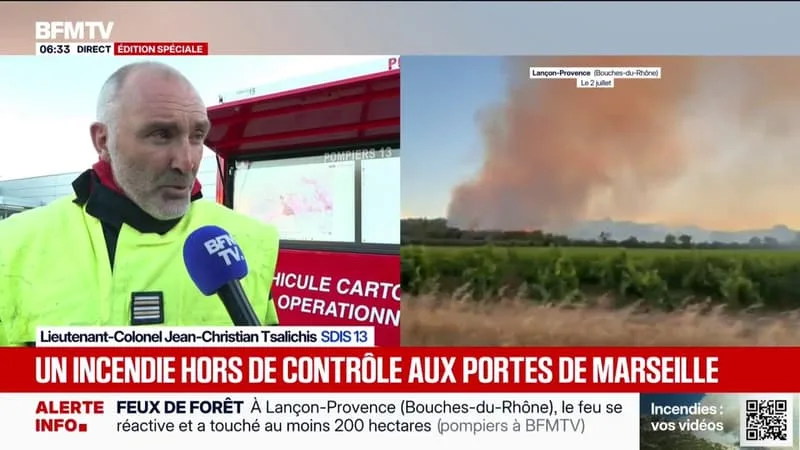 AUX PORTES DE MARSEILLE, LES POMPIERS CONTINUENT DE LUTTER CONTRE LES FLAMMES