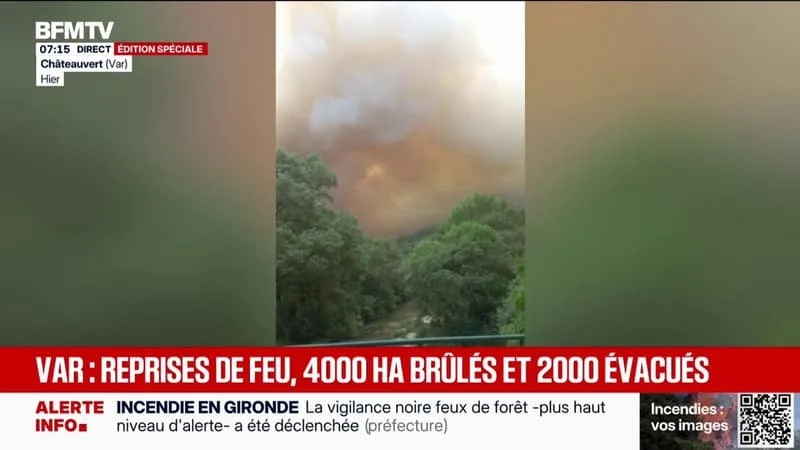 INCENDIE DANS LE VAR: 4.000 HECTARES ONT BRULÉ ET 2.000 PERSONNES RESTAIENT ÉVACUÉES