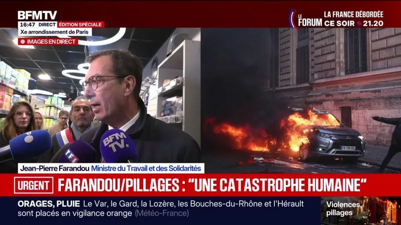 PILLAGES: JEAN-PIERRE FARANDOU, MINISTRE DU TRAVAIL, ASSURE QUE « TOUTES LES AIDES ÉCONOMIQUES SERONT FAITES »