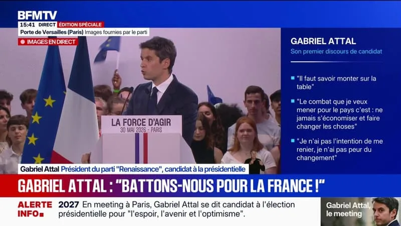 GABRIEL ATTAL EN MEETING: « MES ADVERSAIRES SONT LA FRANCE INSOUMISE ET LE RASSEMBLEMENT NATIONAL »