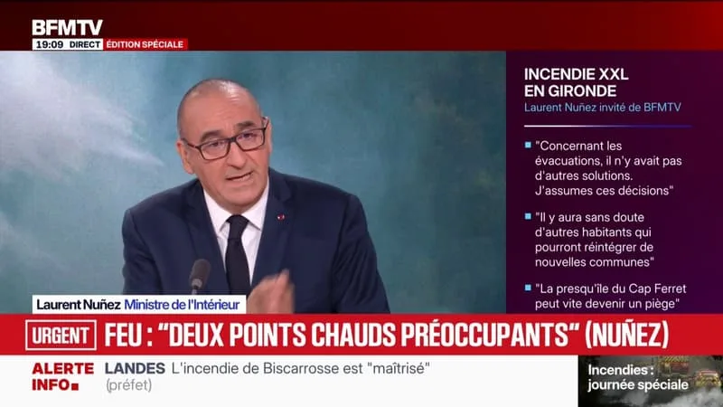 INCENDIE EN GIRONDE: LES AGRICULTEURS DISSUADÉS D’AIDER LES POMPIERS ? « C’EST COMPLÈTEMENT FAUX » SOUTIENT LE MINISTRE DE L’INTÉRIEUR