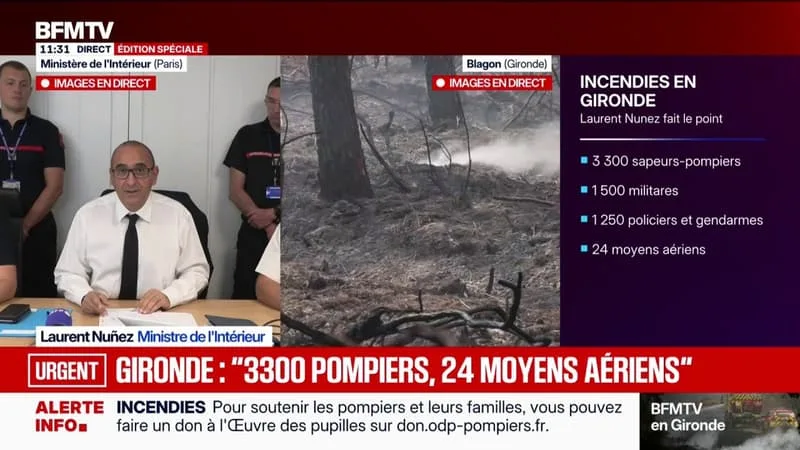 INCENDIES EN FRANCE: « UNE SITUATION QUI RESTE COMPLIQUÉE » RECONNAÎT LE MINISTRE DE L’INTÉRIEUR QUI ASSURE QUE « NOUS FAISONS FACE »