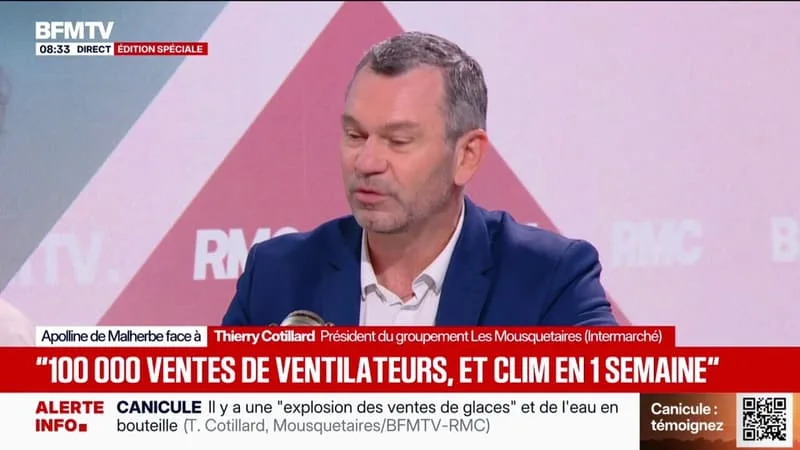 CANICULE: THIERRY COTILLARD, PRÉSIDENT DU GROUPEMENT LES MOUSQUETAIRES N’EST « PAS FAVORABLE » À UN CONGÉ CLIMATIQUE