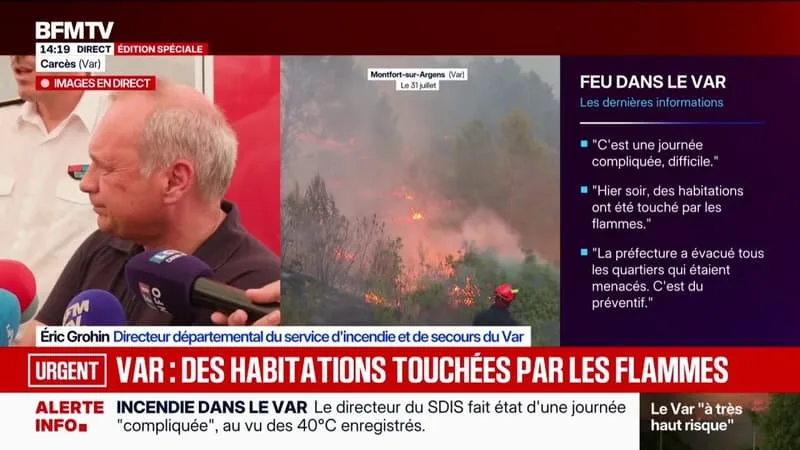 INCENDIE DANS LE VAR: « LE FEU BRÛLE TOUJOURS, ON N’EST PAS DU TOUT SUR UN FEU FIXÉ », ASSURE LE DIRECTEUR DU SDIS