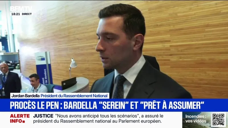 PRÉSIDENTIELLE: JORDAN BARDELLA ASSURE ÊTRE « SEREIN » ET SE DIT « PRÊT À ASSUMER LES CONSÉQUENCES » DU JUGEMENT DE MARINE LE PEN