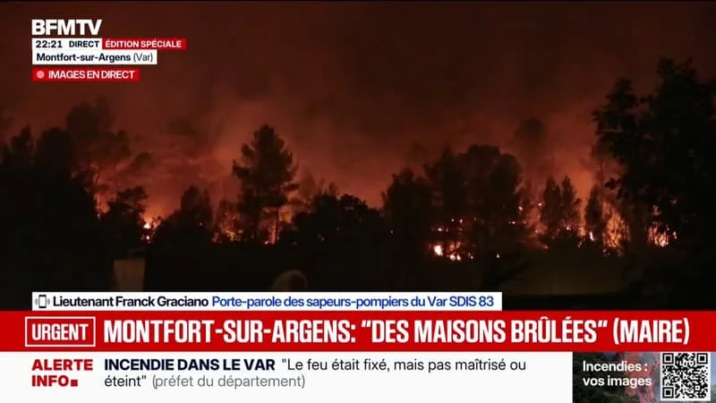 INCENDIE DANS LE VAR: « ON PEUT CERTAINEMENT PENSER QUE DES MAISONS ONT ÉTÉ TOUCHÉES » PAR LES FLAMMES, OBSERVE FRANCK GRACIANO (SDIS 83)