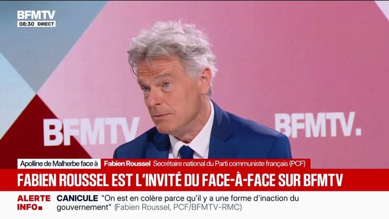 CANICULE: « ON EST EN COLÈRE PARCE QU’IL Y A UNE FORME D’INACTION DU GOUVERNEMENT », DÉCLARE FABIEN ROUSSEL, SECRÉTAIRE NATIONAL DU PCF