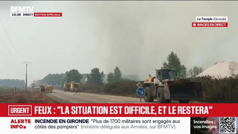 INCENDIE EN GIRONDE: UNE REPRISE DE FEU DU CÔTÉ DU CAMP DE SOUGE, AU TEMPLE