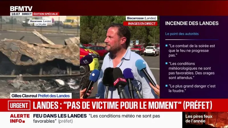 INCENDIE DANS LES LANDES: « IL N’Y A PAS EU DE VICTIMES DANS LA POPULATION CIVILE », SE RÉJOUIT GILLES CLAVREUL, PRÉFET DES LANDES