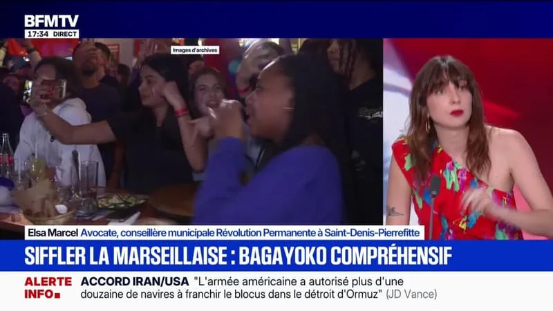 SIFFLER LA MARSEILLAISE: « SI VOUS N’ÊTES PAS D’ACCORD AVEC LA DROITE OU L’EXTRÊME DROITE, CELA FINIT EN POLÉMIQUE NATIONALE », ESTIME ELSA MARCEL (RÉVOLUTION PERMANENTE)