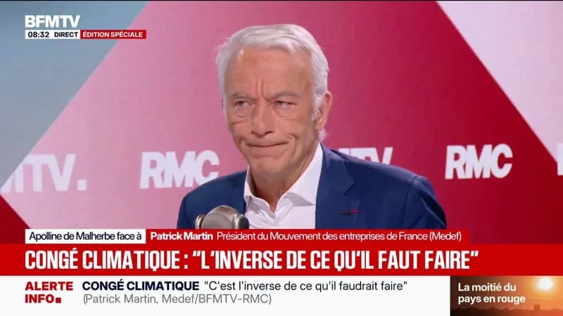 CANICULE: « UN CONGÉ CLIMATIQUE VA COMPLÈTEMENT À L’INVERSE DE CE QU’ON DEVRAIT FAIRE », ESTIME PATRICK MARTIN, PRÉSIDENT DU MEDEF