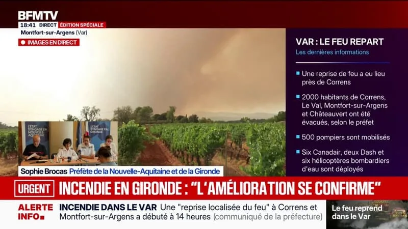 INCENDIE EN GIRONDE: « ON A PU AUTORISER LES HABITANTS DE PLUSIEURS COMMUNES À REGAGNER LEUR DOMICILE », ASSURE LA PRÉFÈTE