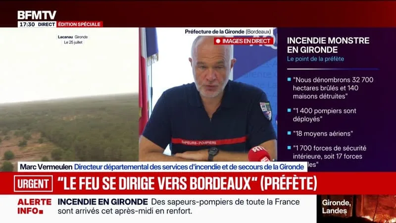 INCENDIE EN GIRONDE: « LE TRAVAIL POUR RÉUSSIR À FIXER LE FEU RESTE DIFFICILE », DÉTAILLE LE DIRECTEUR DU SDIS